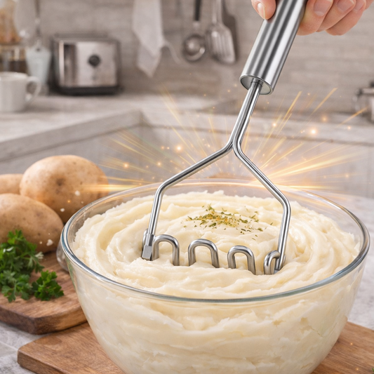 Gatemove® Stainless Steel Potato Masher – Heavy-Duty Fine Mesh Manual Masher for Smooth Mash & Baby Food